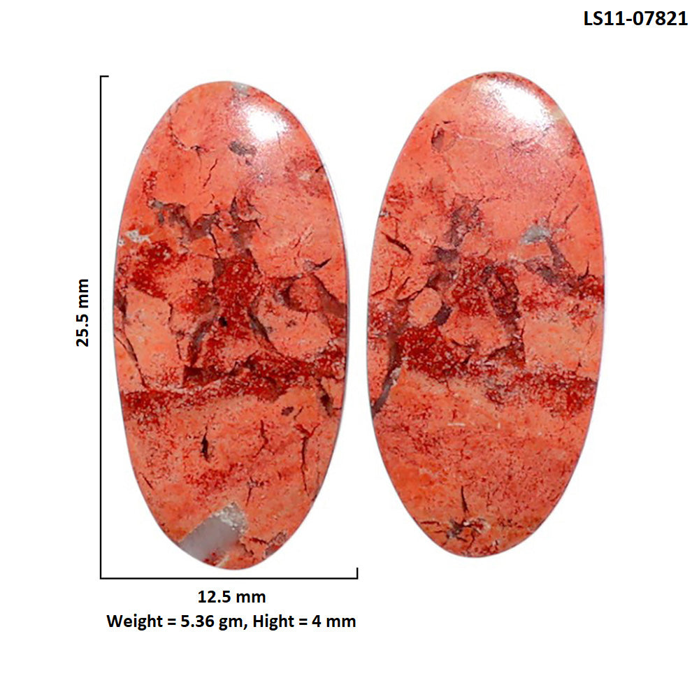 Snake Skin Jasper Pair 12.5x25.5x4 mm Oval Shape Polished Gemstone LS11-07821