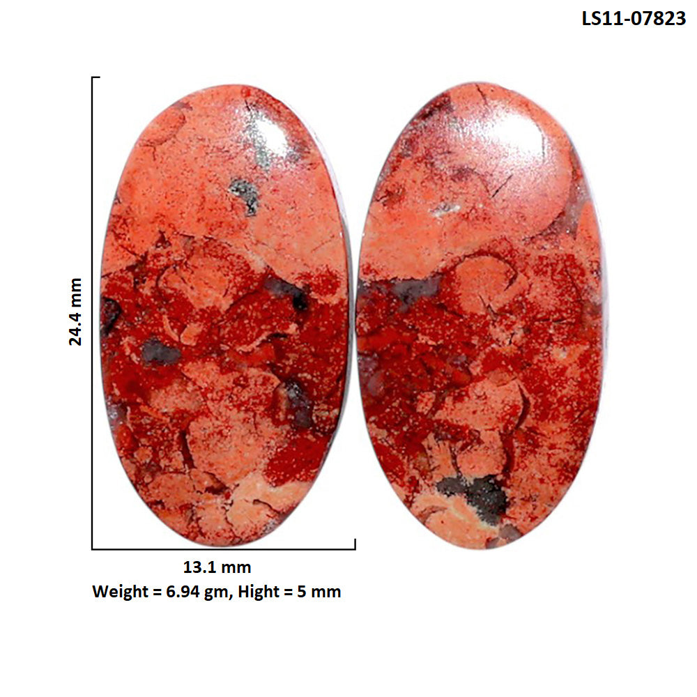 Snake Skin Jasper Pair 13.1x24.4x5 mm Oval Shape Polished Gemstone LS11-07823