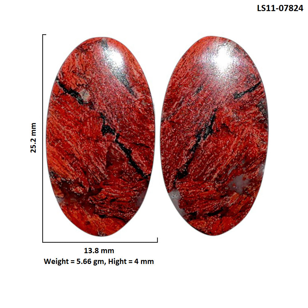 Snake Skin Jasper Pair 13.8x25.2x4 mm Oval Shape Polished Gemstone LS11-07824