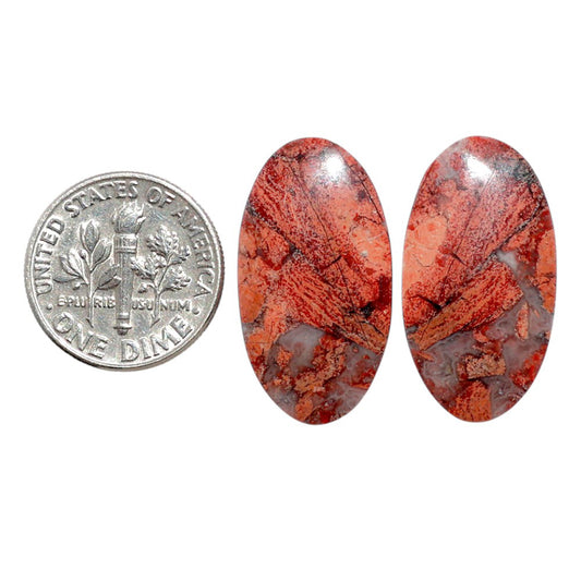 Snake Skin Jasper Pair 13.6x25.75x3.7 mm Oval Shape Polished Gemstone LS11-07826