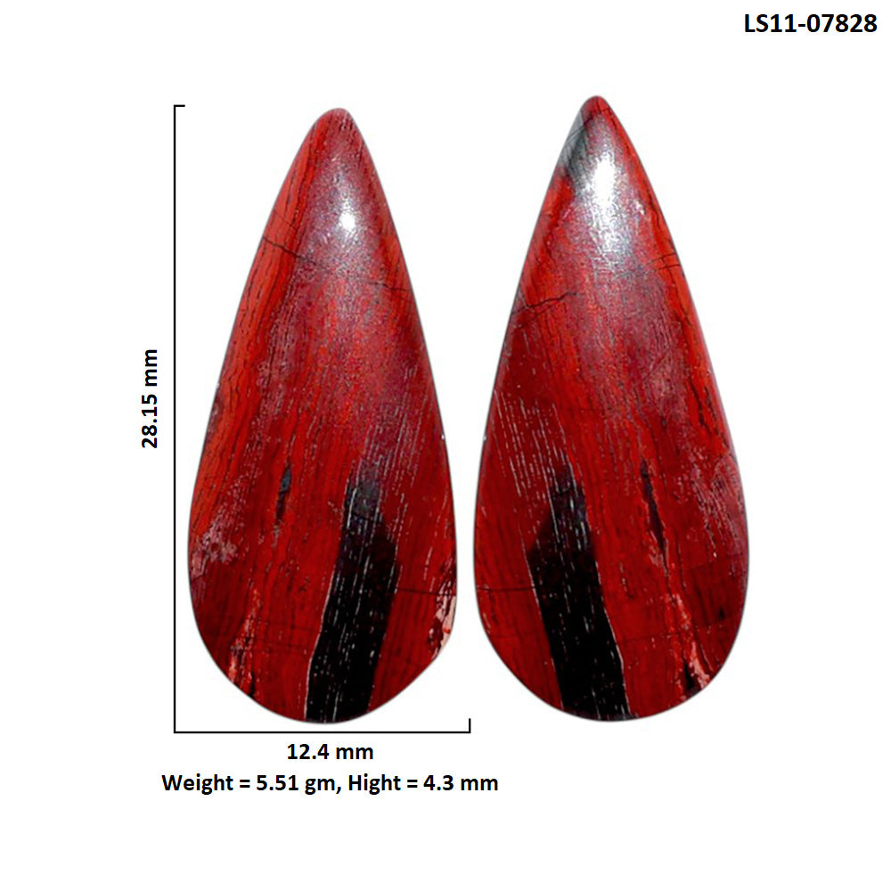 Snake Skin Jasper Pair 12.4x28.15x4.3 mm Pear Shape Polished Gemstone LS11-07828