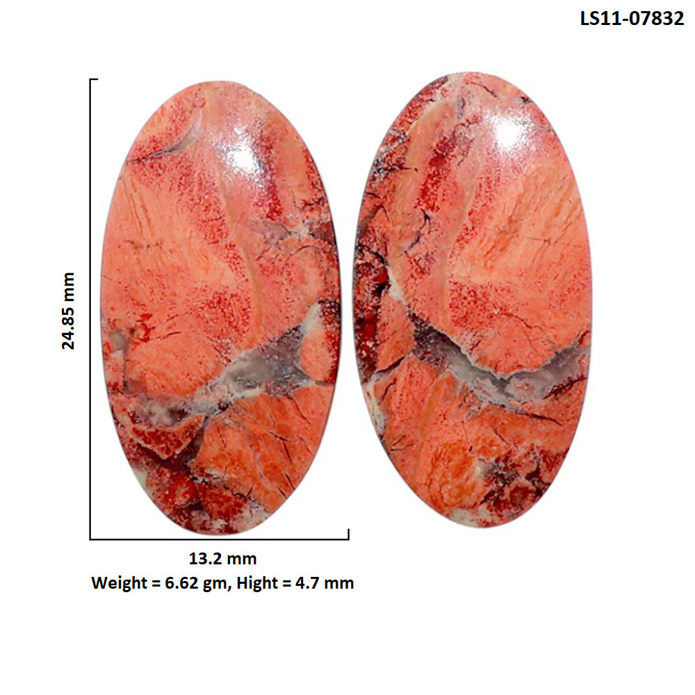 Snake Skin Jasper Pair 13.2x24.85x4.7 mm Oval Shape Polished Gemstone LS11-07832