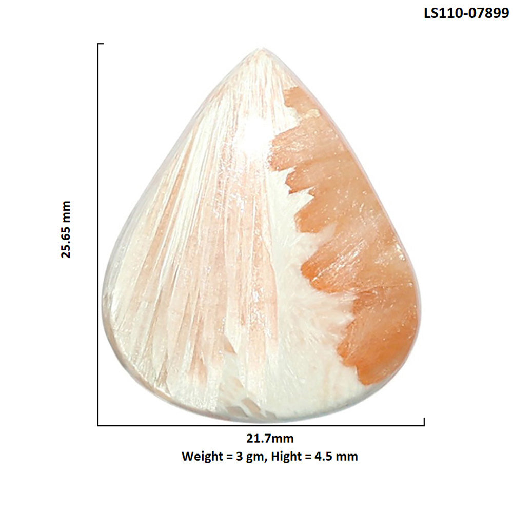 Orange Scolecite 21.7x25.65x4.5 mm Pear Shape Polished Gemstone LS110-07899