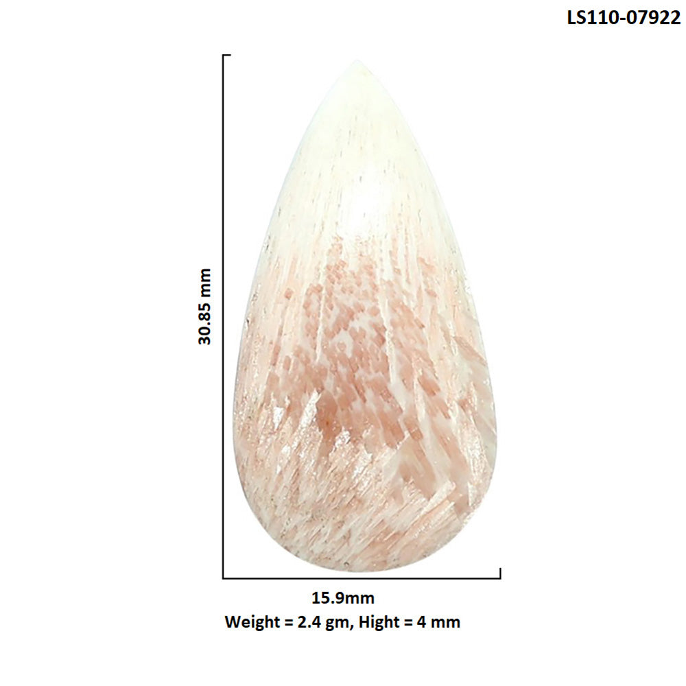 Orange Scolecite 15.9x30.85x4 mm Pear Shape Polished Gemstone LS110-07922