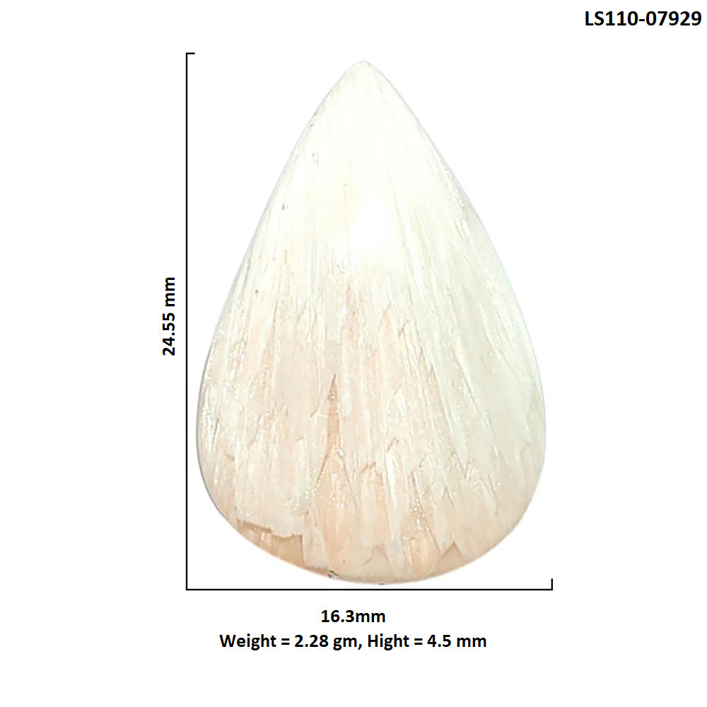 Orange Scolecite 16.3x24.55x4.5 mm Pear Shape Polished Gemstone LS110-07929