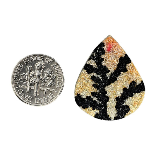 Germany Psilomelane Dendrite 23.6x28.5x5.5 mm Pear Shape Polished Gemstone LS111-06210