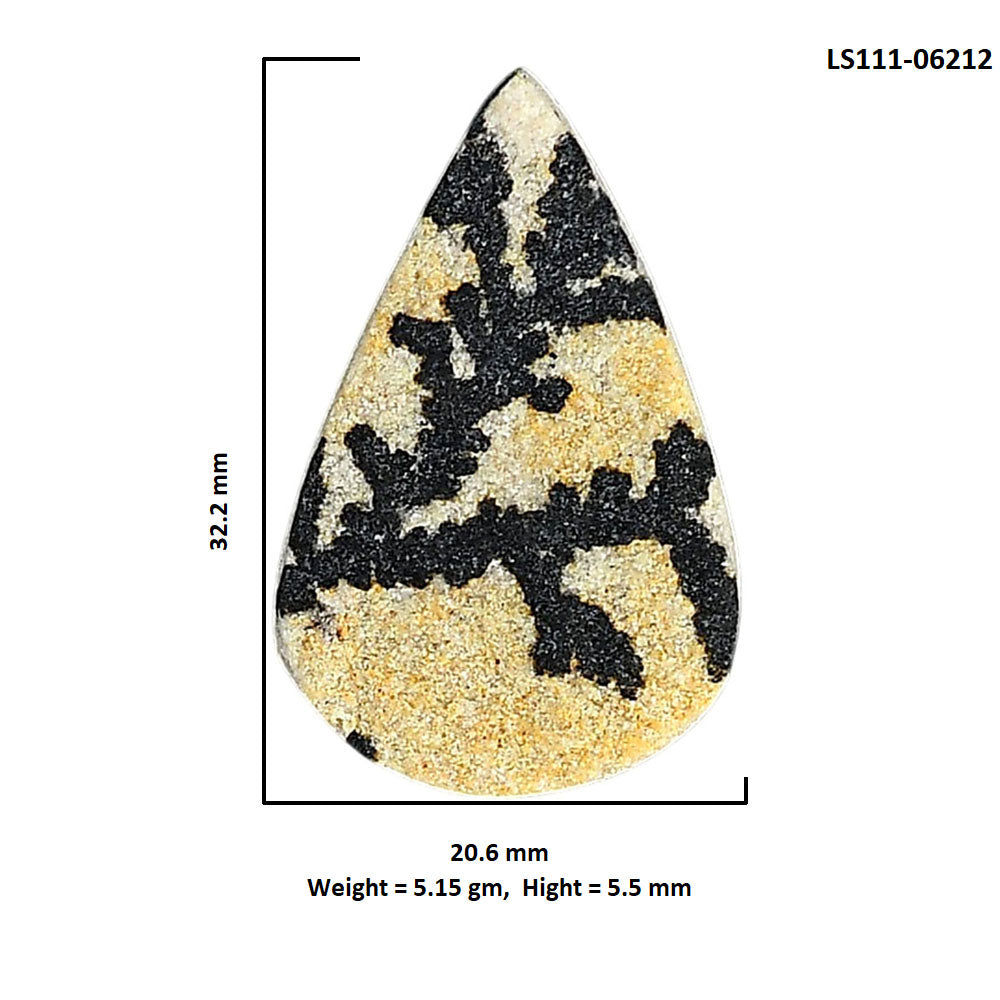 Germany Psilomelane Dendrite 20.6x32.2x5.5 mm Pear Shape Polished Gemstone LS111-06212