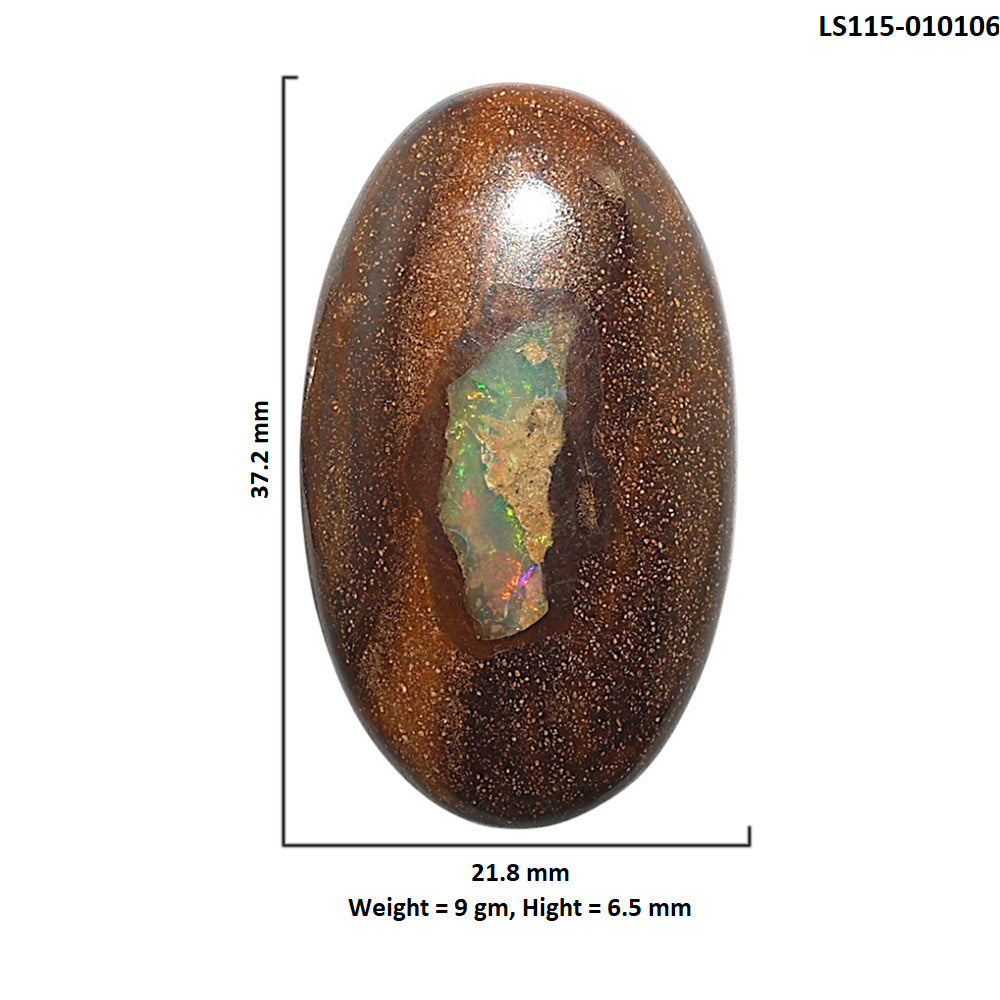 Natural Boulder Opal 21.8x37.2x6.5 mm Oval Shape Polished Gemstone LS115-010106