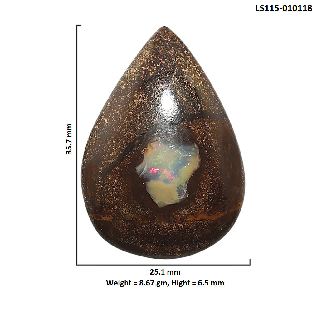 Natural Boulder Opal 25.1x35.7x6.5 mm Pear Shape Polished Gemstone LS115-010118