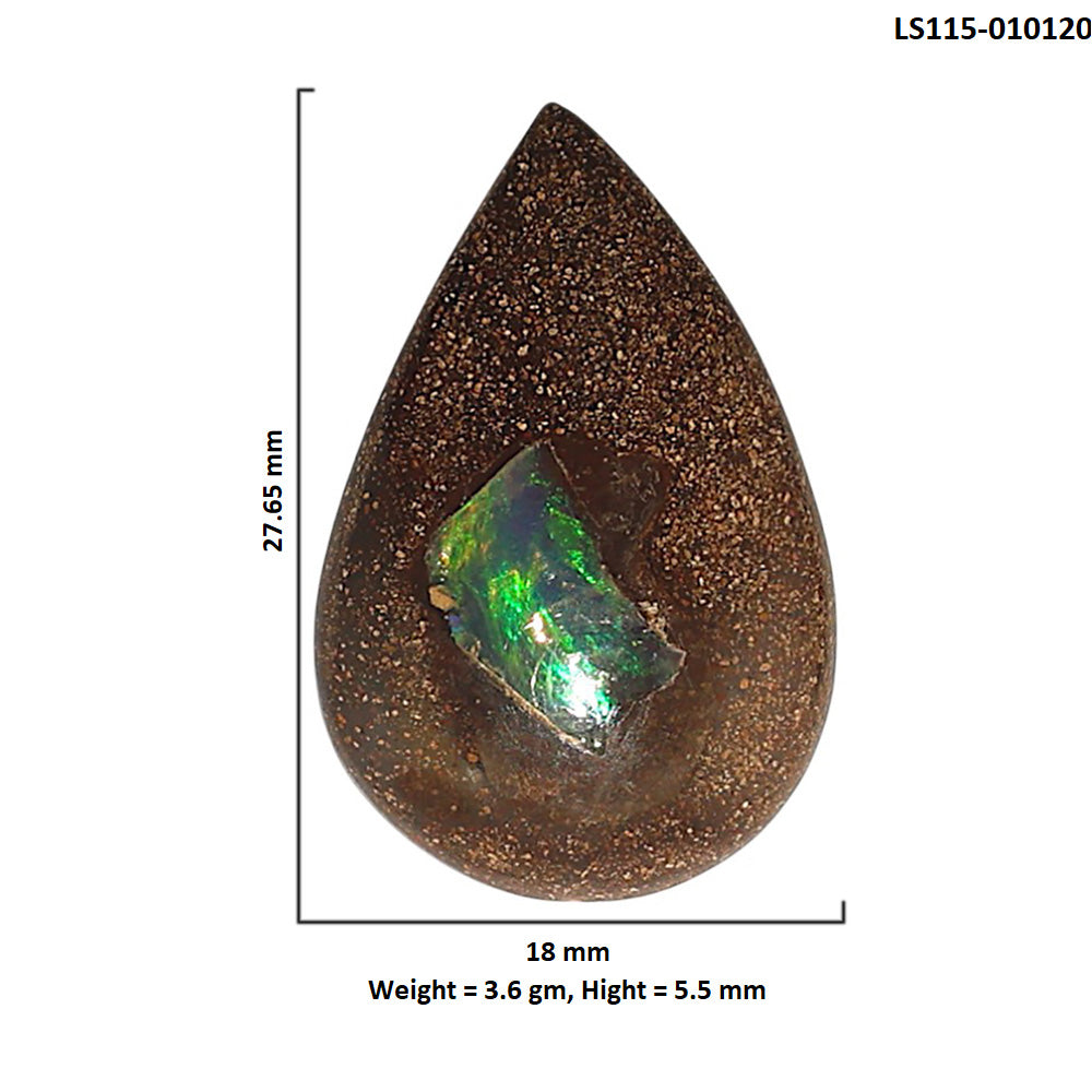 Natural Boulder Opal 18x27.65x5.5 mm Pear Shape Polished Gemstone LS115-010120