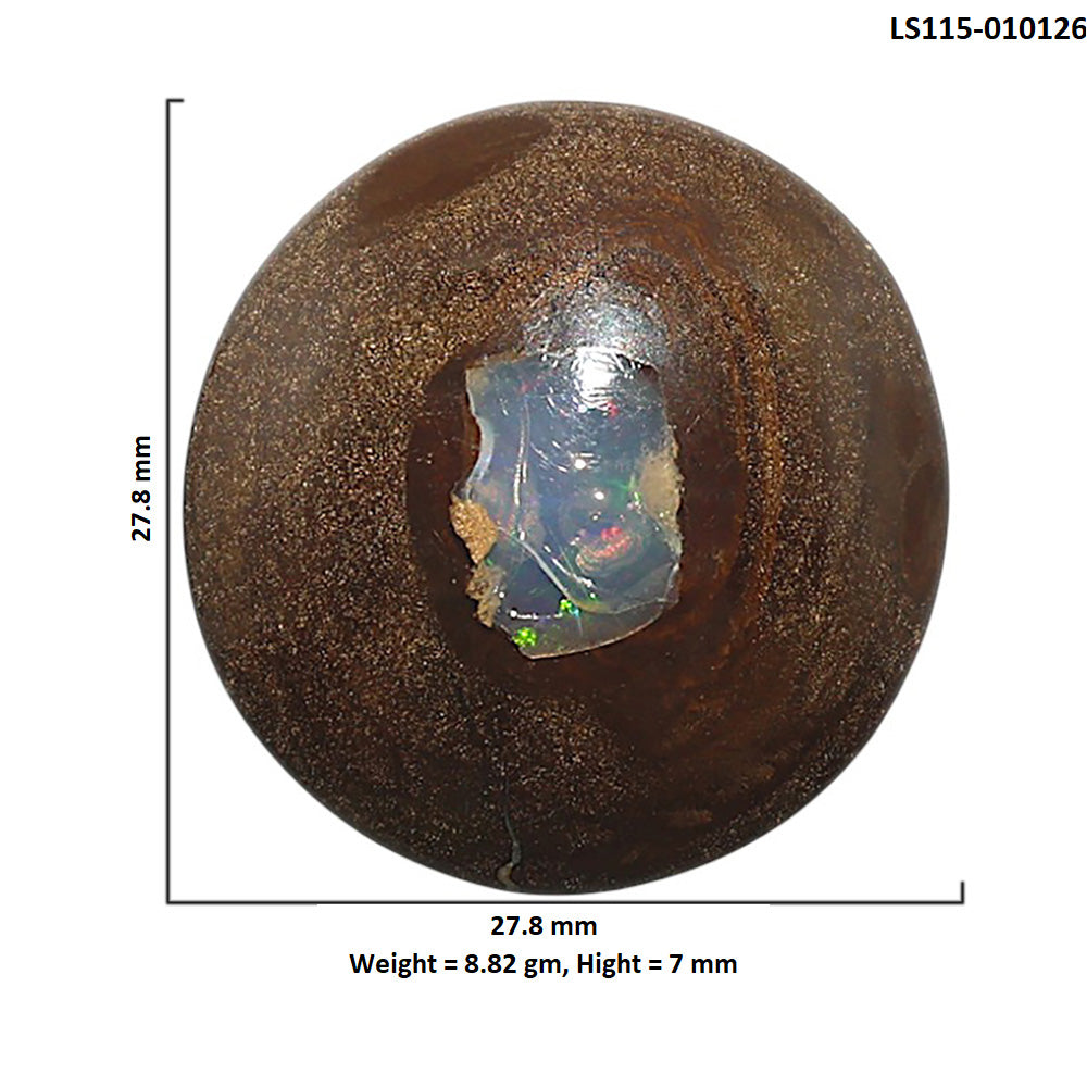 Natural Boulder Opal 27.8x27.8x7 mm Round Shape Polished Gemstone LS115-010126