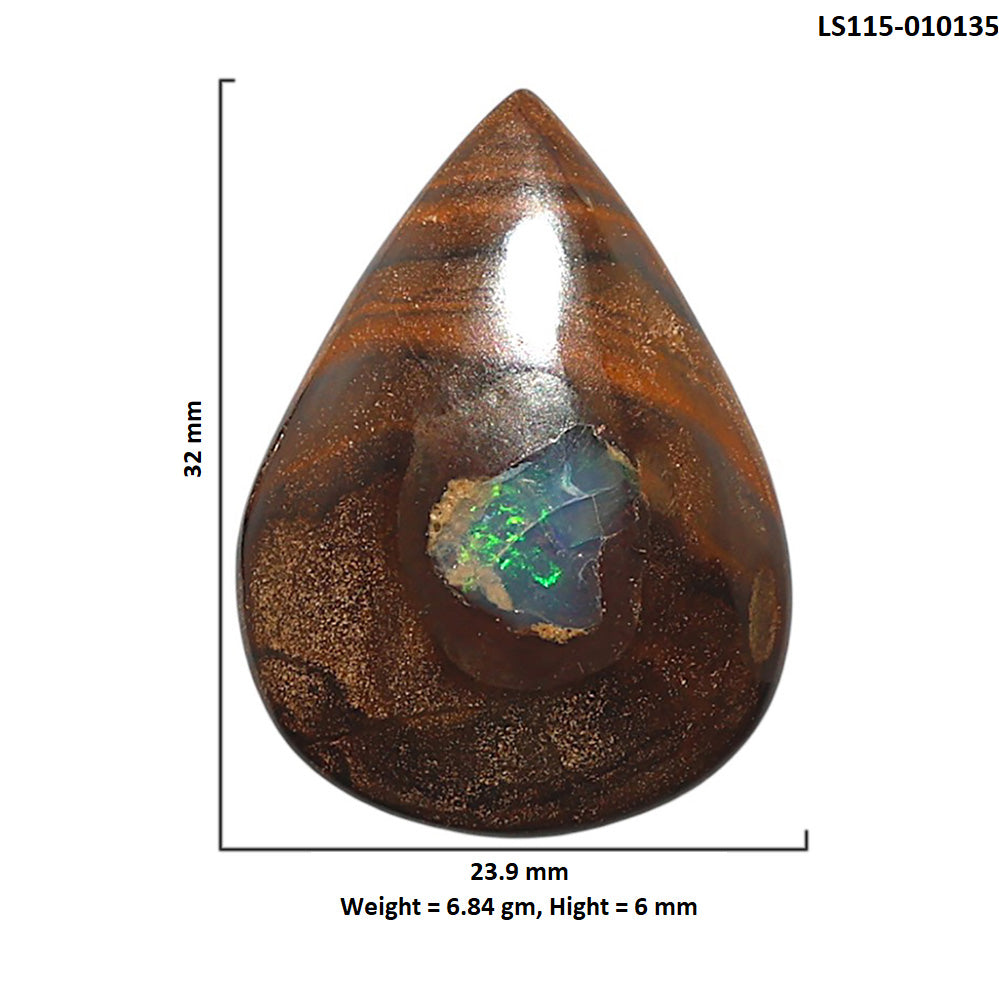 Natural Boulder Opal 23.9x32x6 mm Pear Shape Polished Gemstone LS115-010135