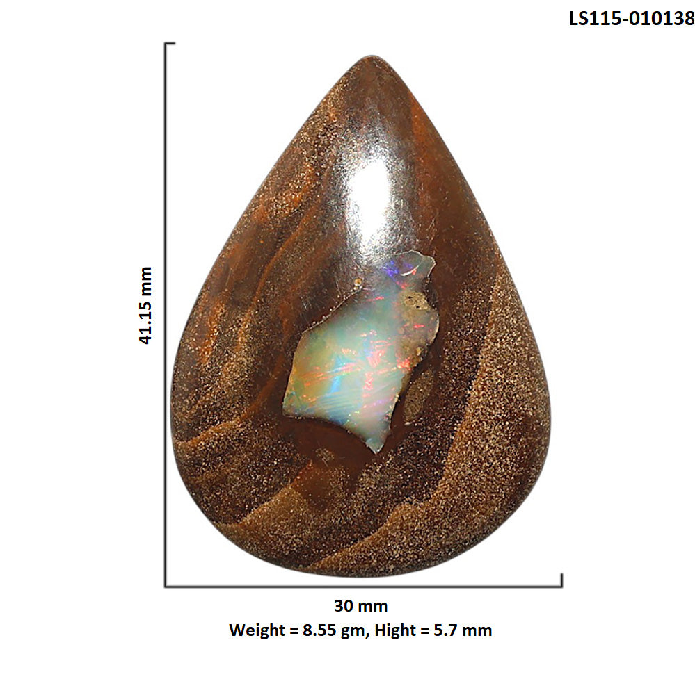 Natural Boulder Opal 30x41.15x5.7 mm Pear Shape Polished Gemstone LS115-010138
