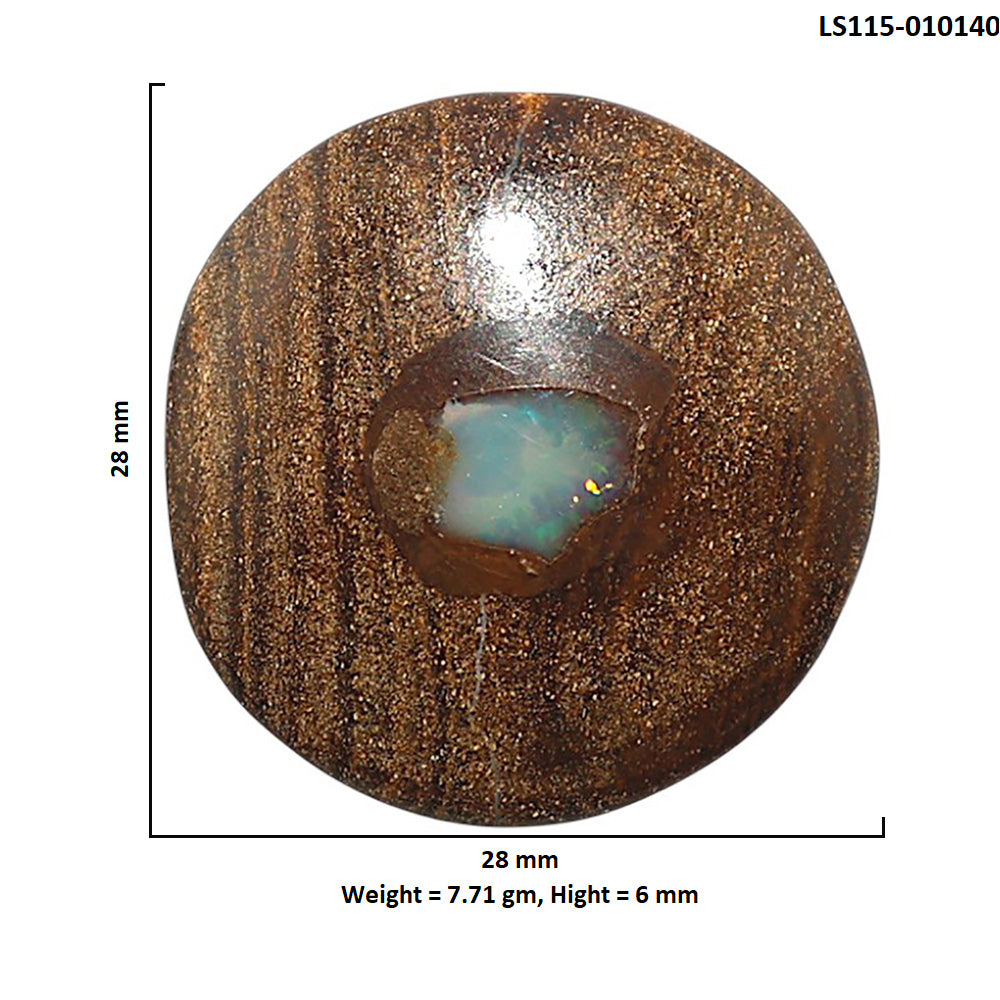 Natural Boulder Opal 28x28x6 mm Round Shape Polished Gemstone LS115-010140