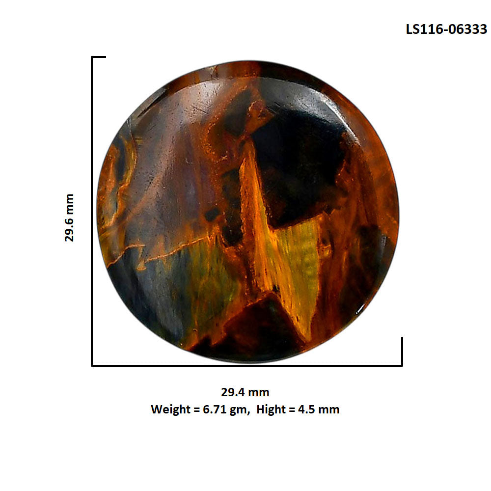 Pietersite 29.4x29.6x4.5 mm Round Shape Polished Gemstone LS116-06333