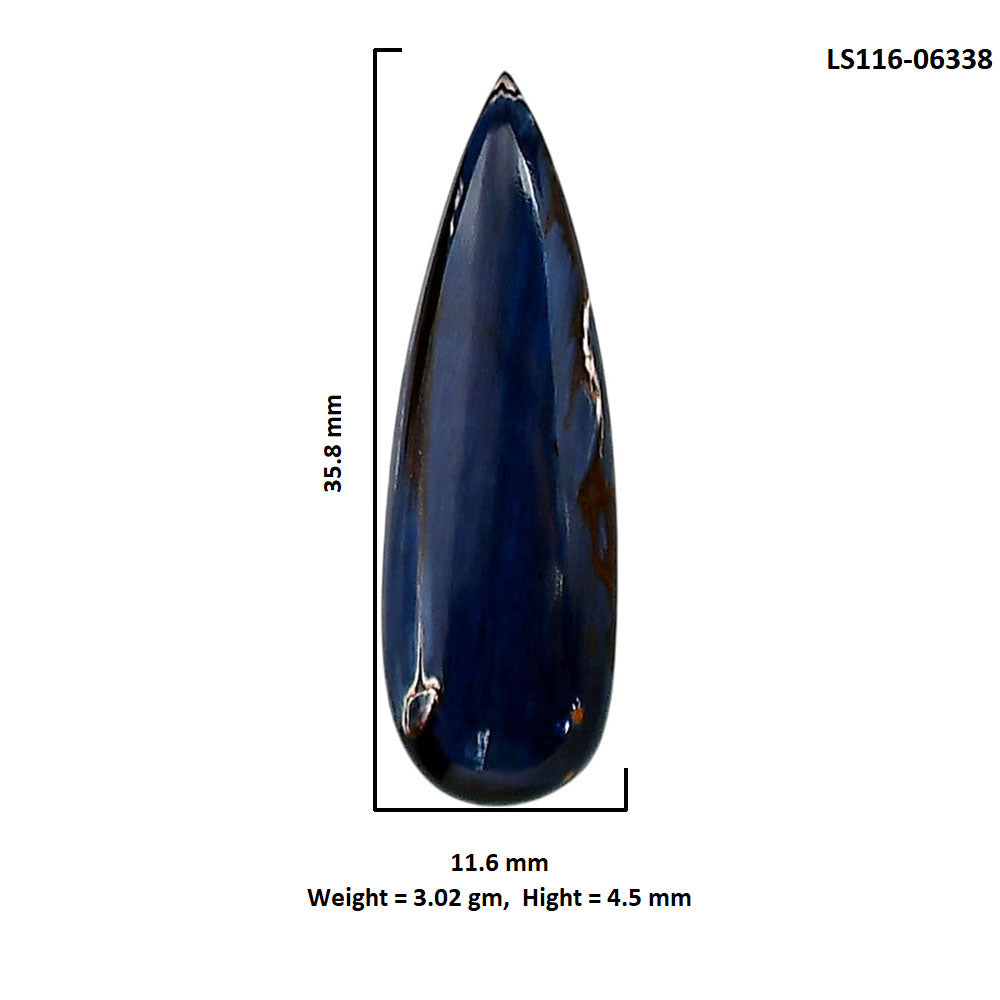 Pietersite 11.6x35.8x4.5 mm Pear Shape Polished Gemstone LS116-06338