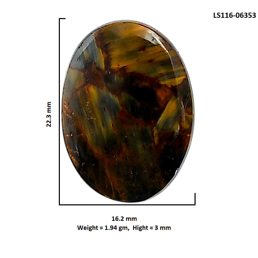 Pietersite 16.2x22.3x3 mm Oval Shape Polished Gemstone LS116-06353