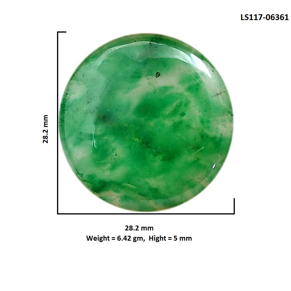 Green Jade 28.2x28.2x5 mm Round Shape Polished Gemstone LS117-06361