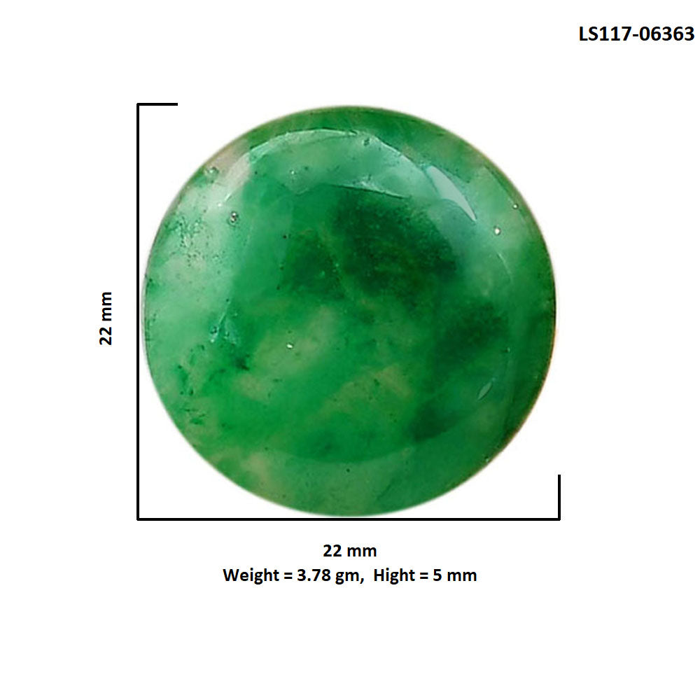 Green Jade 22x22x5 mm Round Shape Polished Gemstone LS117-06363