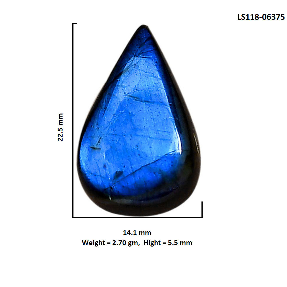 Blue Labradorite 14.1x22.5x5.5 mm Pear Shape Polished Gemstone LS118-06375
