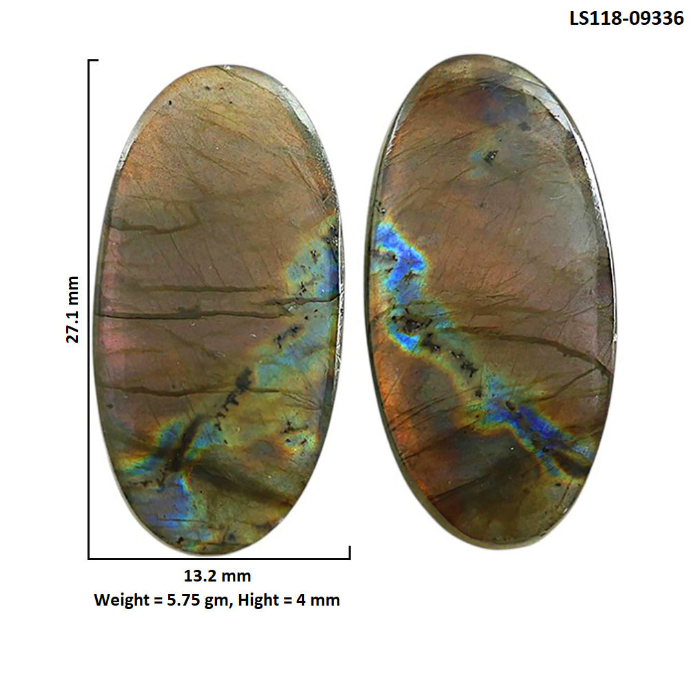 Natural Spectrolite Labradorite 13.2x27.1x4 mm Oval Shape Polished Gemstone LS118-09336