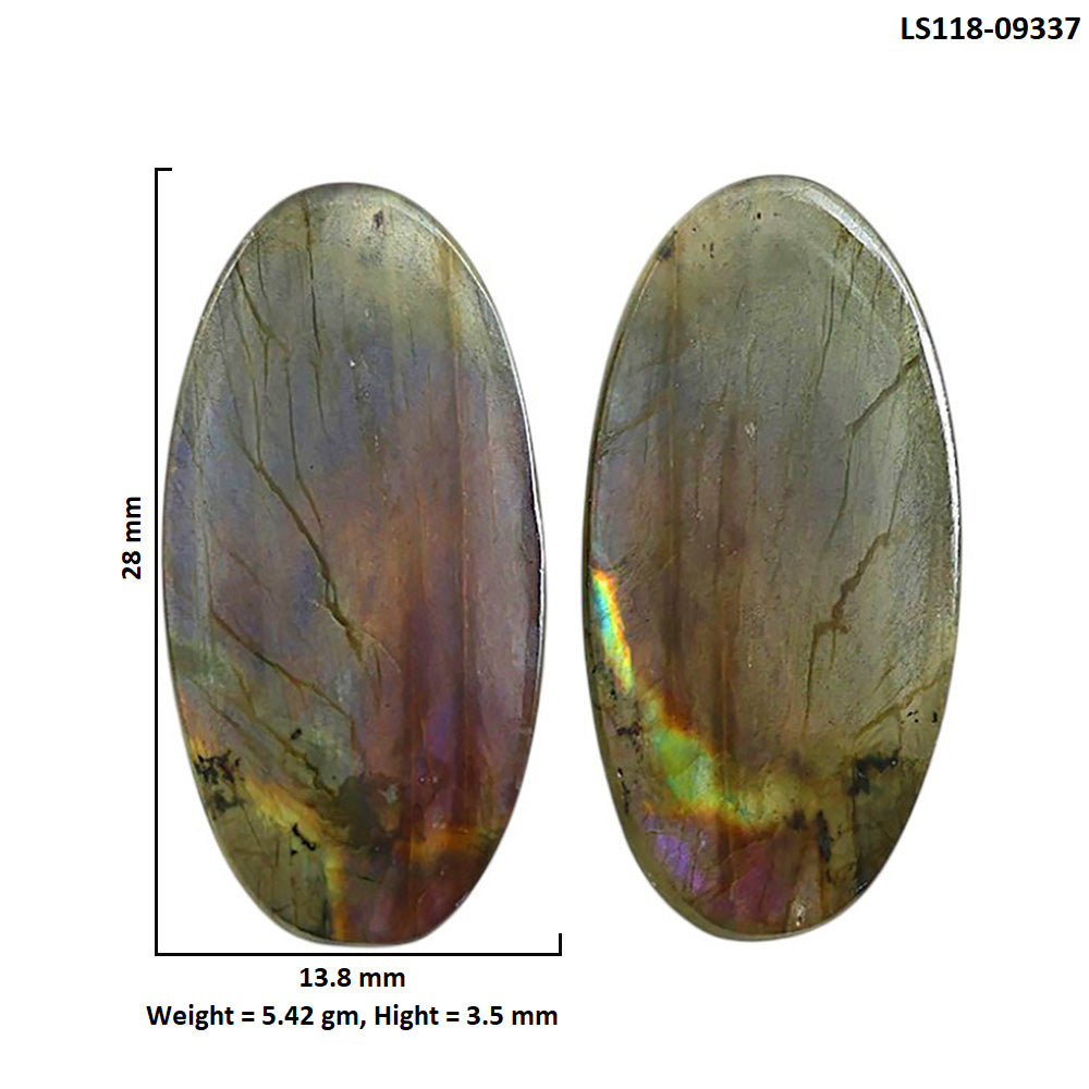 Natural Spectrolite Labradorite 13.8x28x3.5 mm Oval Shape Polished Gemstone LS118-09337