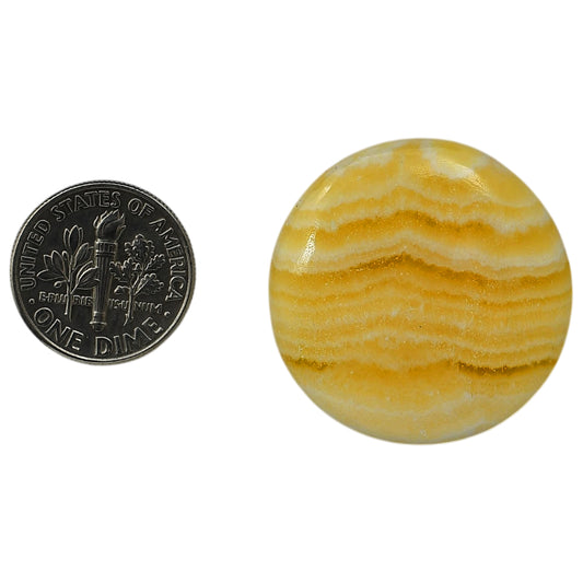 Yellow Aragonite 29.5x29.5x5.5 mm Round Shape Polished Gemstone LS121-06393