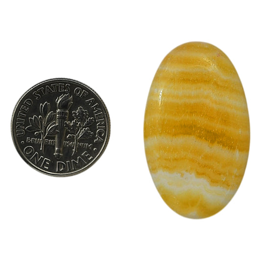 Yellow Aragonite 19.8x32x5.3 mm Oval Shape Polished Gemstone LS121-06397