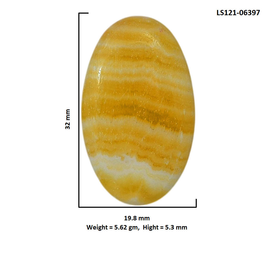 Yellow Aragonite 19.8x32x5.3 mm Oval Shape Polished Gemstone LS121-06397