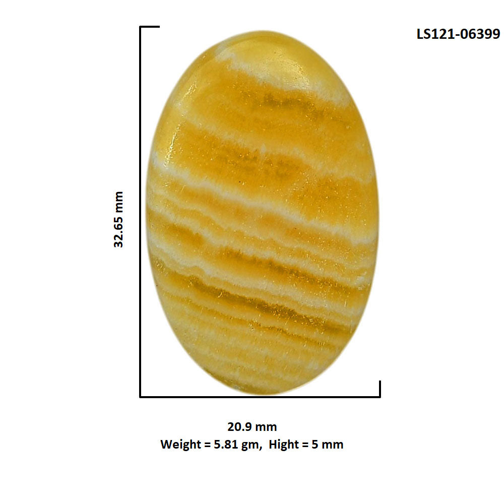 Yellow Aragonite 20.9x32.65x5 mm Oval Shape Polished Gemstone LS121-06399