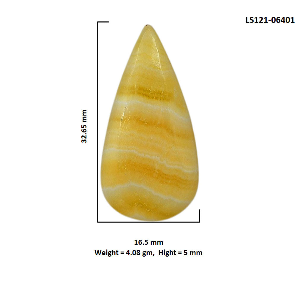 Yellow Aragonite 16.5x32.65x5 mm Pear Shape Polished Gemstone LS121-06401