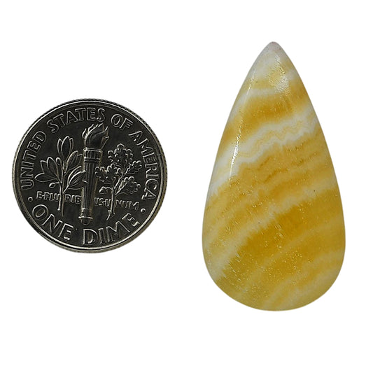 Yellow Aragonite 16.6x31.2x5 mm Pear Shape Polished Gemstone LS121-06416