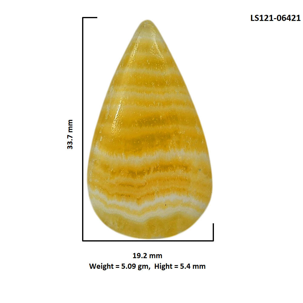 Yellow Aragonite 19.2x33.7x5.4 mm Pear Shape Polished Gemstone LS121-06421