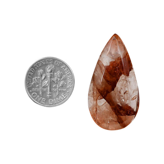 Red Fire Quartz 18.4x34.45x6.2 mm Pear Shape Polished Gemstone LS122-06424