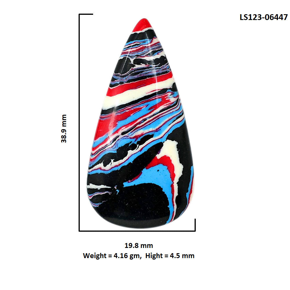 Fordite Detroit Agate 19.8x38.9x4.5 mm Pear Shape Polished Gemstone LS123-06447