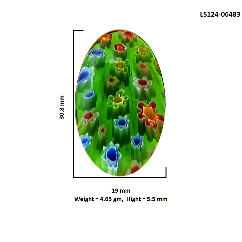 Millefiori Murano Glass 19x30.8x5.5 mm Oval Shape Polished Gemstone LS124-06483