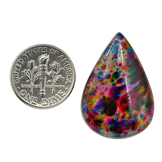 Lab Created Multi Color Labradorite 20.2x29.25x5.5 mm Pear Shape Polished Gemstone LS125-06499