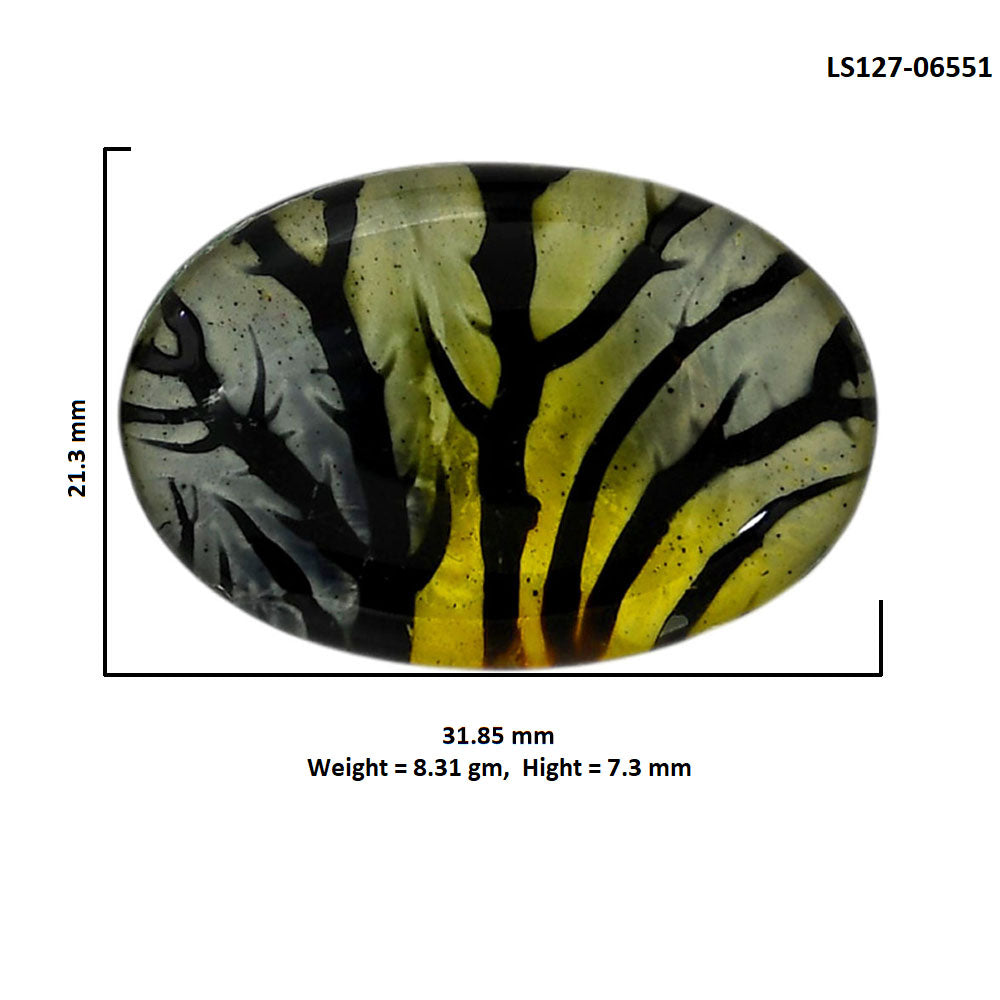 Dendritic Agate Doublet 21.3x31.85x7.3 mm Oval Shape Polished Gemstone LS127-06551