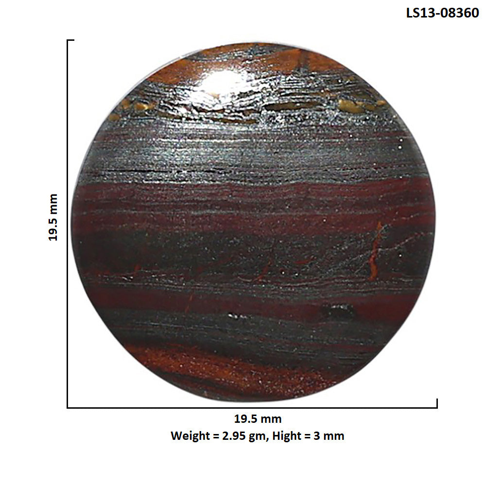 Iron Tiger Eye 19.5x19.5x3 mm Round Shape Polished Gemstone LS13-08360