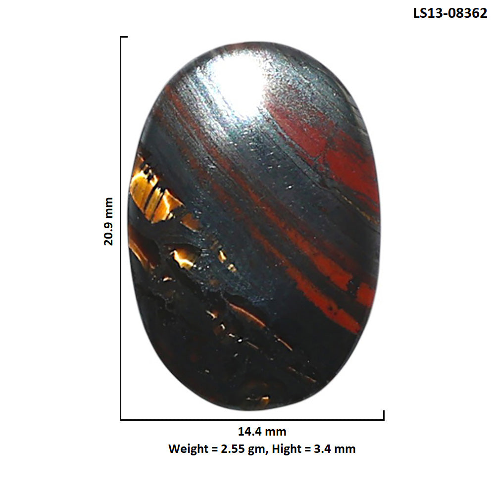 Iron Tiger Eye 14.4x20.9x3.4 mm Oval Shape Polished Gemstone LS13-08362