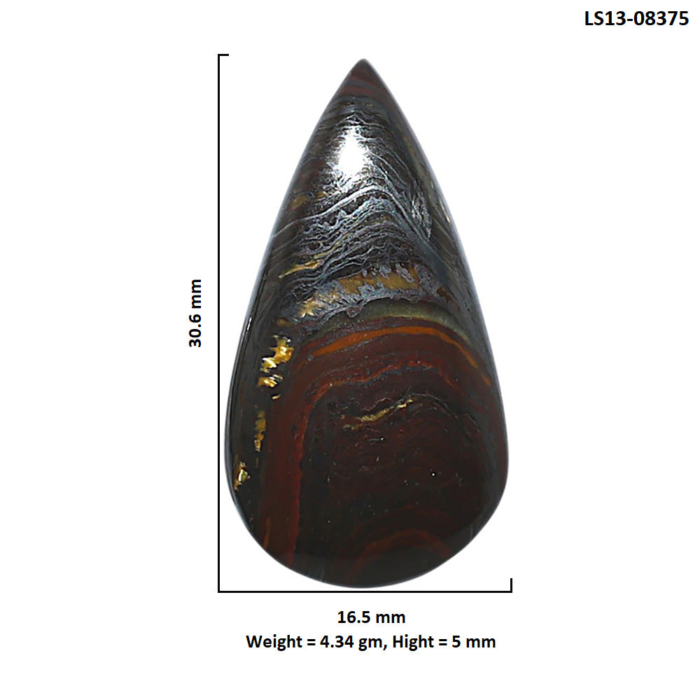 Iron Tiger Eye 16.5x30.6x5 mm Pear Shape Polished Gemstone LS13-08375