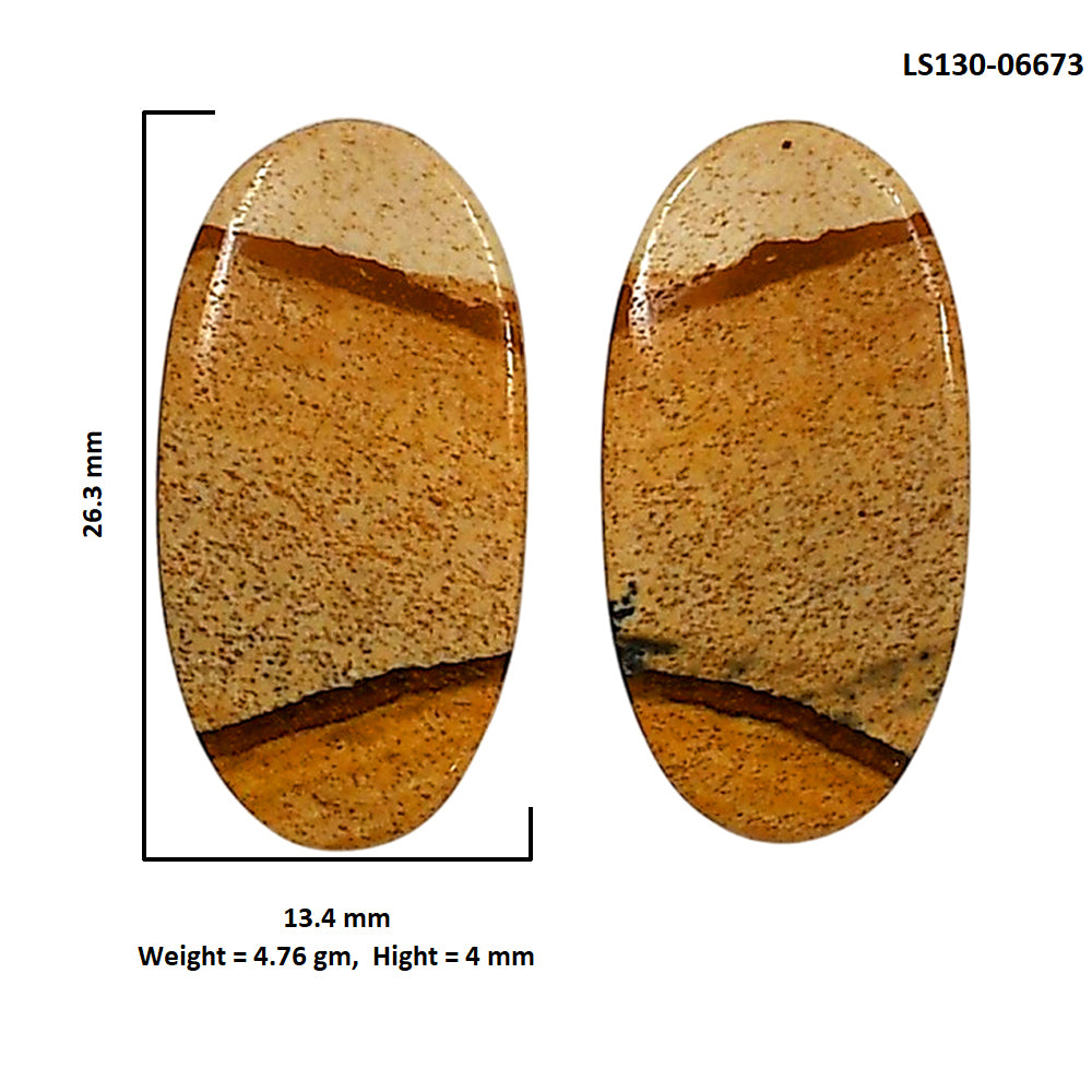 Picture Jasper Pair 13.4x26.3x4 mm Oval Shape Polished Gemstone LS130-06673