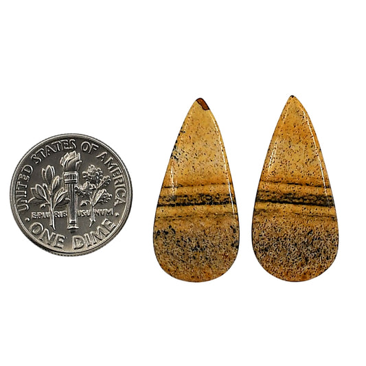 Picture Jasper Pair 12.6x26.9x3.5 mm Pear Shape Polished Gemstone LS130-06676