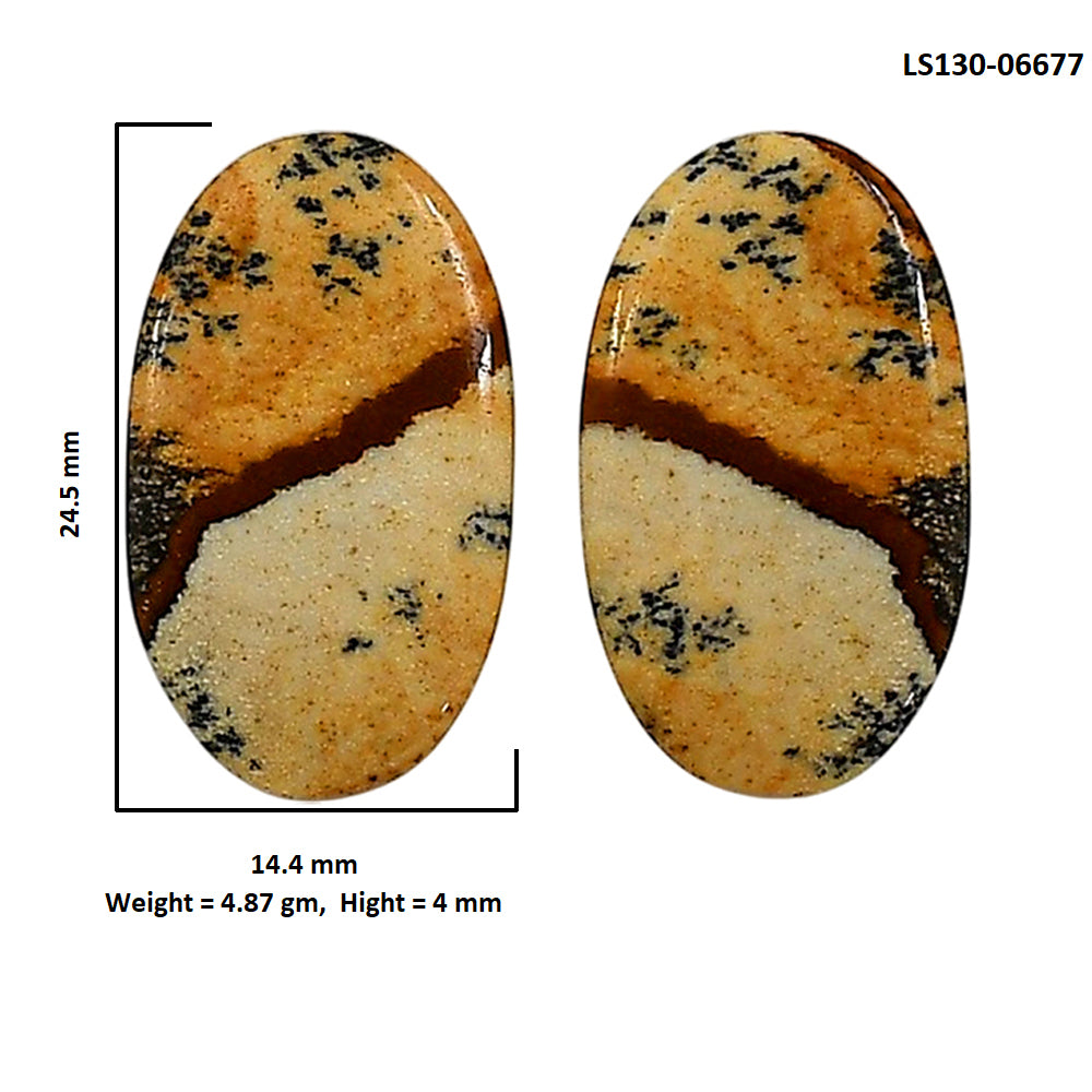 Picture Jasper Pair 14.4x24.5x4 mm Oval Shape Polished Gemstone LS130-06677