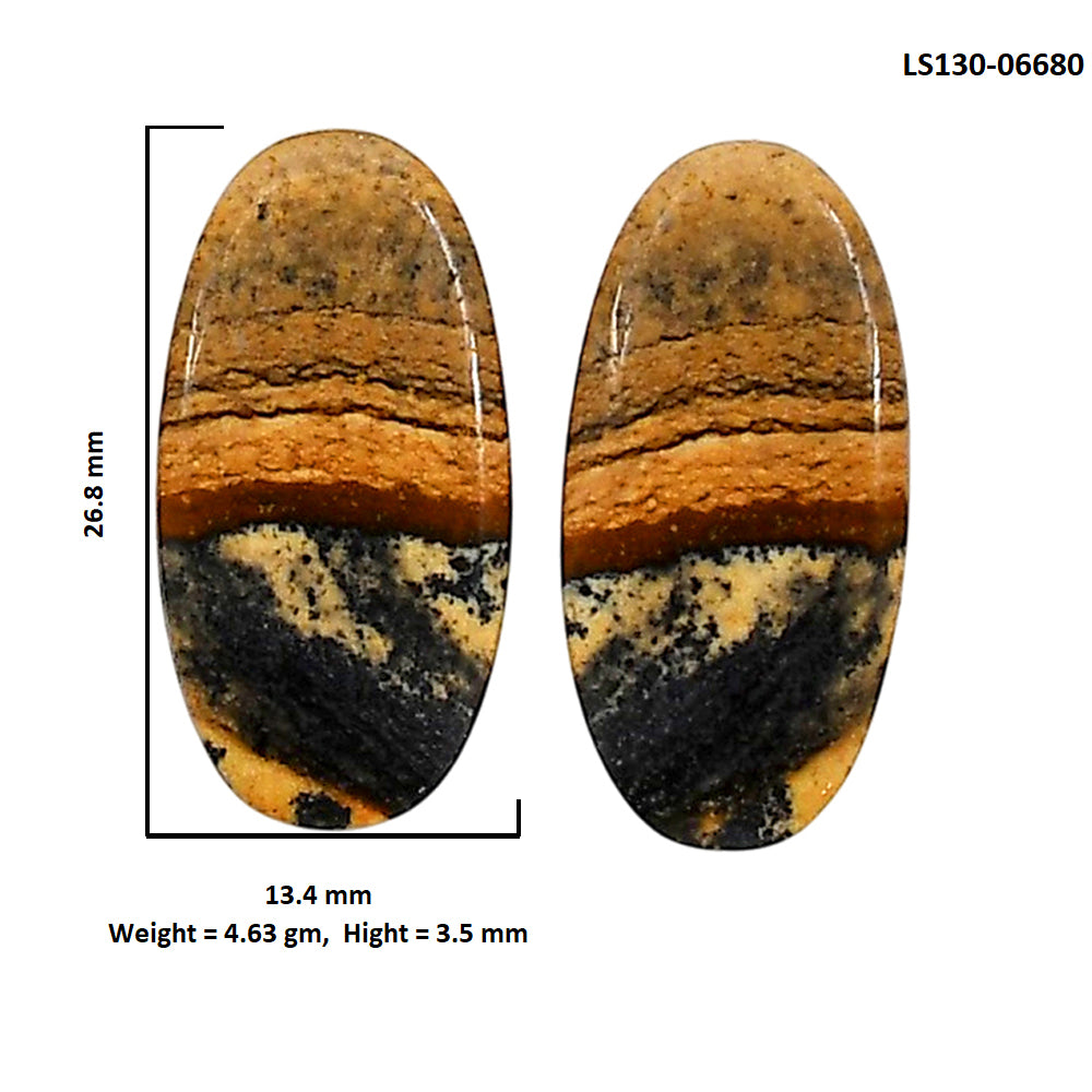 Picture Jasper Pair 13.4x26.8x3.5 mm Oval Shape Polished Gemstone LS130-06680
