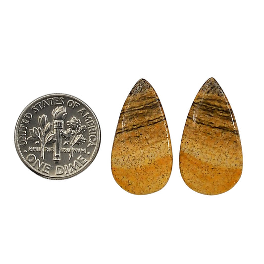 Picture Jasper Pair 12.9x24x3.7 mm Pear Shape Polished Gemstone LS130-06681