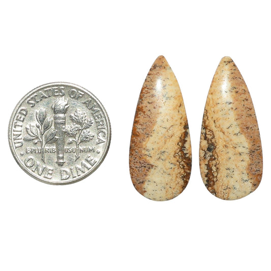 Picture Jasper Pair 10.8x24.8x3.5 mm Pear Shape Polished Gemstone LS130-07339