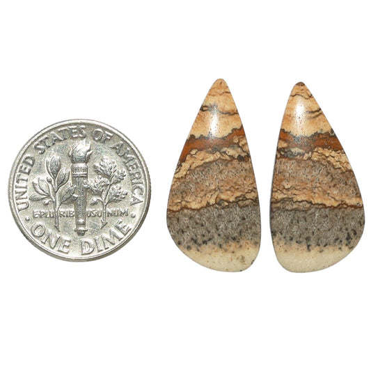 Picture Jasper Pair 11.6x23.8x3.7 mm Pear Shape Polished Gemstone LS130-07340