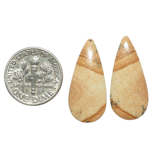 Picture Jasper Pair 11.5x25.2x3.5 mm Pear Shape Polished Gemstone LS130-07342