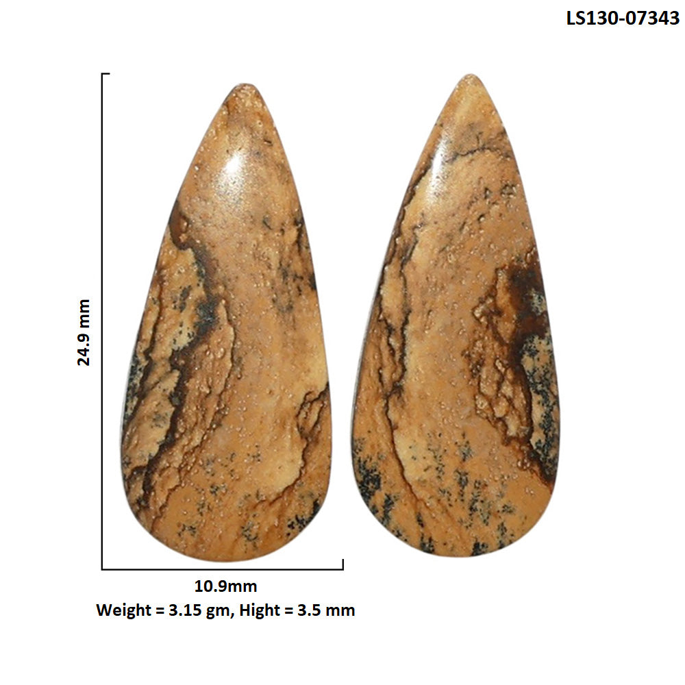 Picture Jasper Pair 10.9x24.9x3.5 mm Pear Shape Polished Gemstone LS130-07343